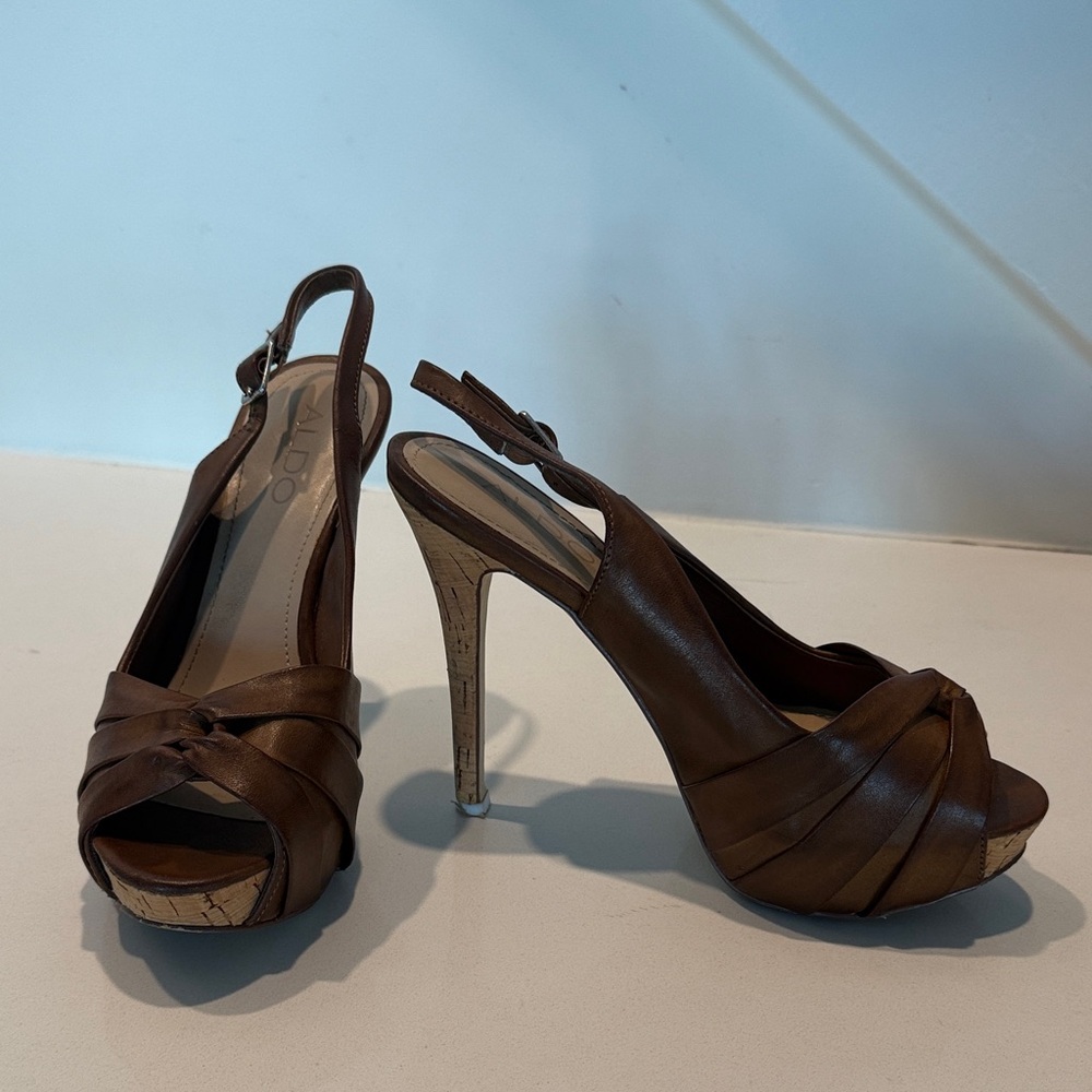 Aldo Brown Slingback Heels 36